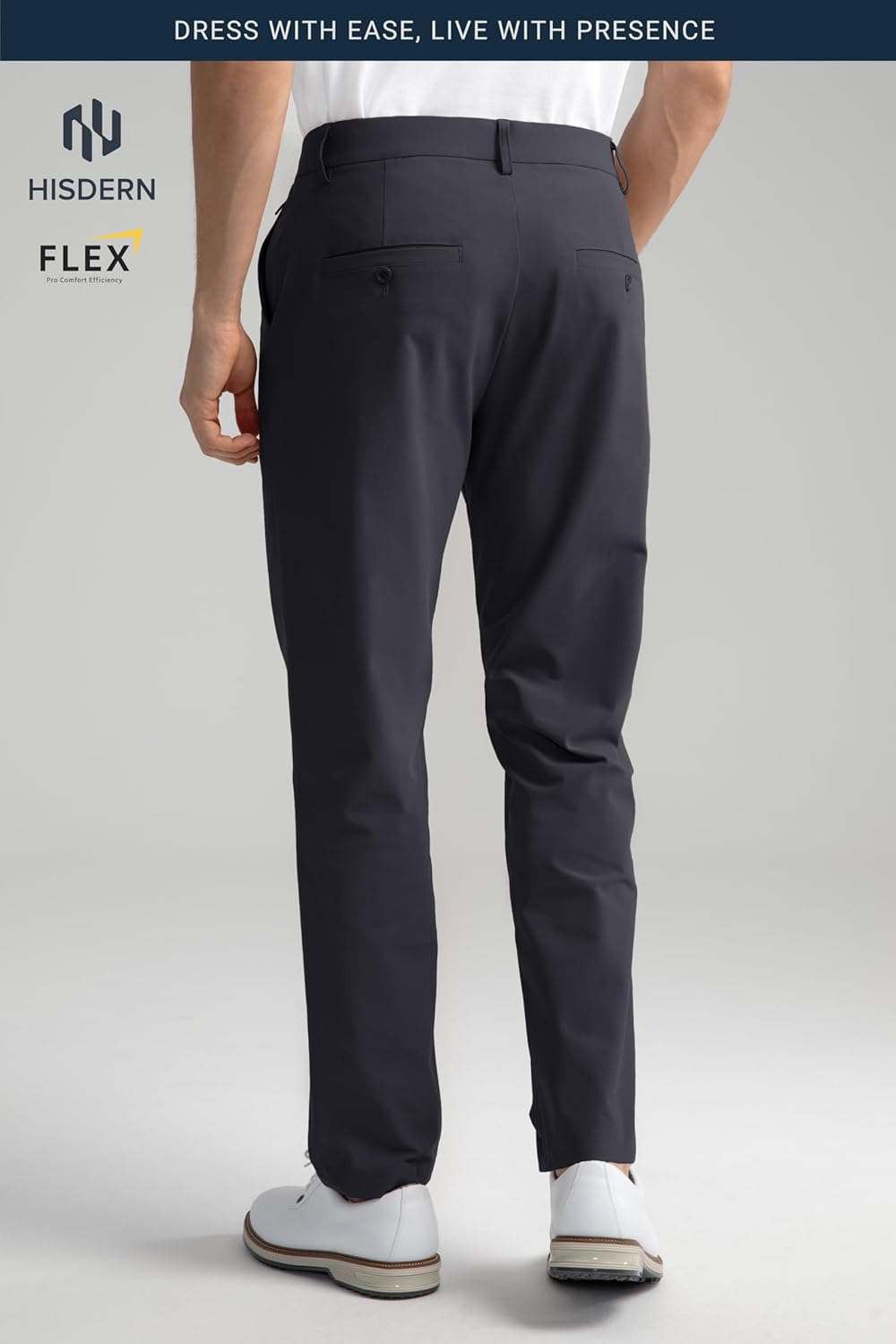 HISDERN Flex 501 Men's No Iron Dress Pants Golf Pants 30"/32" Stretch Quick Dry for Business Work Casual with 5 Pocket - Image 2