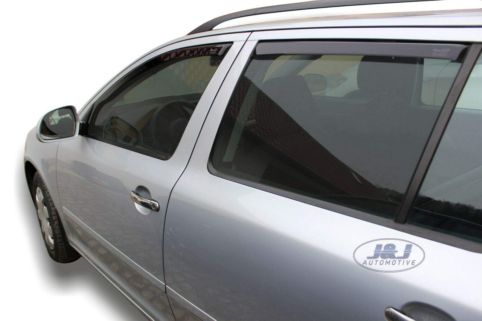 J&J AUTOMOTIVE Deflettori d'Aria per Skoda Octavia 2 Wagon 2004-2013, Set da 4 Pezzi, Nero Fumé Oscurato Heko