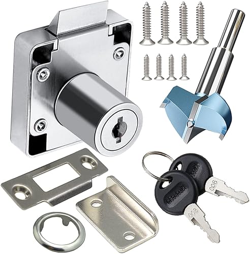 Miniatura 8 de Cerradura de cajón de gabinete con lengüeta de bloqueo automático con llave similar cerradura de armario para muebles, cerradura de escaparate,