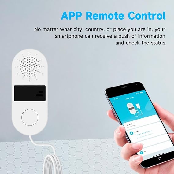 WiFi Smart Water Leak Detector,Tank Level Monitor Sound Light Alarm ,130dB ,Works with Alexa,App and Remote Control,for Kitchen ,Bathroom.
