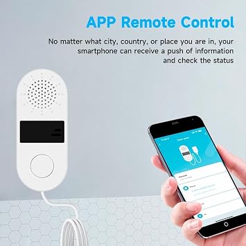 WiFi Smart Water Leak Detector,Tank Level Monitor Sound Light Alarm ,130dB ,Works with Alexa,App and Remote Control,for Kitchen ,Bathroom.