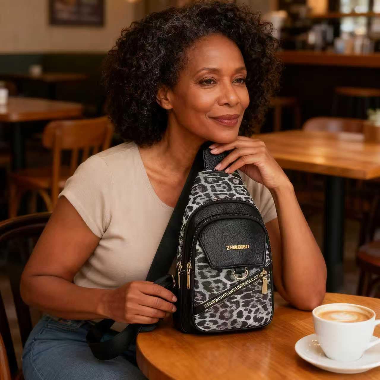 Sling Bag for Women, Leopard Print Crossbody Bag for Women Travel - Water-Repellent PU Leather-Inspired Fanny Pack with Multi-Pockets, Adjustable Strap, Ideal for Commute/Daily/Sports, /Holiday - Image 2