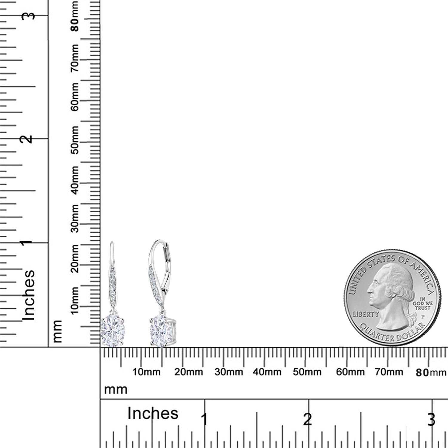 Gem Stone King Customized and Personalized Leverback Dangle Drop Earrings For Women | Oval 8X6MM | Gemstone Birthstone and Lab Grown Diamond | 925 Sterling Silver | Fine Jewelry Gifts for Her Mom Wife