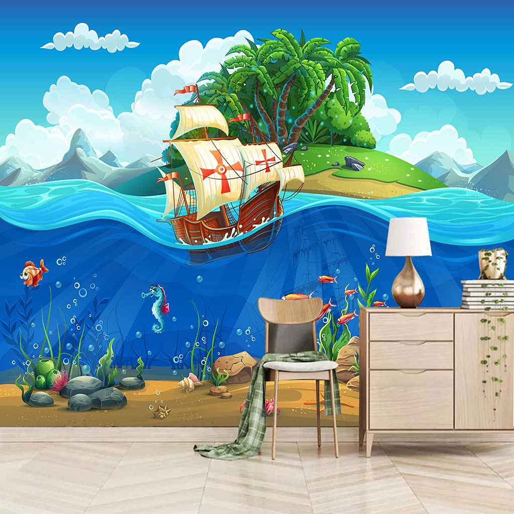 Papier Peint Bateau Pirate 3D pour transformer la chambre d'enfant en aventure