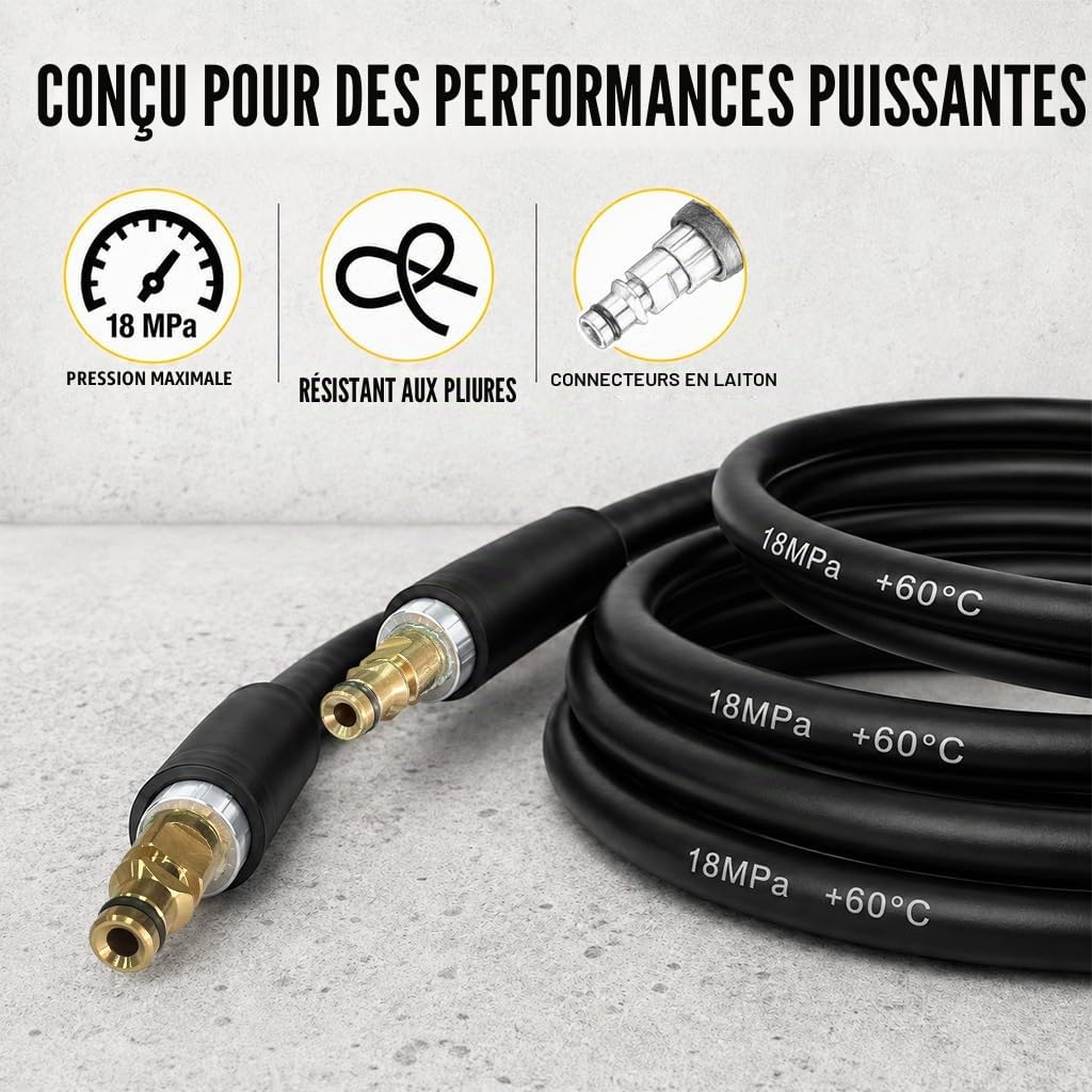 10 M Flexible Haute Pression pour Karcher K2 K3 K4 K5 K6 K7, Quick Connect Plug