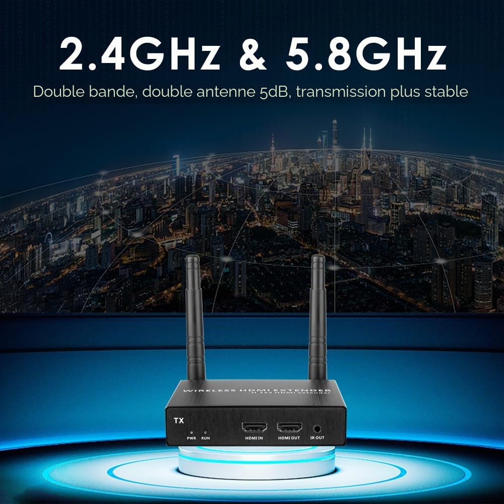 EXVIST Extenseur HDMI sans Fil 1080P avec Sortie en Boucle HDMI, adapté à la Transmission de vidéo Depuis Un Ordinateur Portable, Un PC, Youtube, Xbox One, PS4 vers HDTV ou Un projecteur, etc.