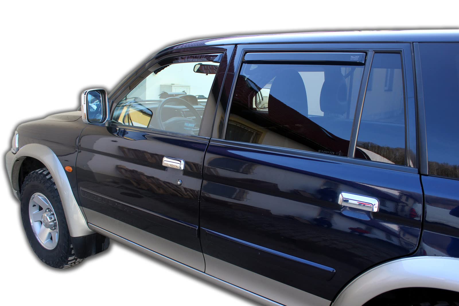 J&J AUTOMOTIVE Deflettori d'Aria per Mitsubishi Pajero Sport 1998-2008, Set da 4 Pezzi, Nero Fumé Oscurato Heko