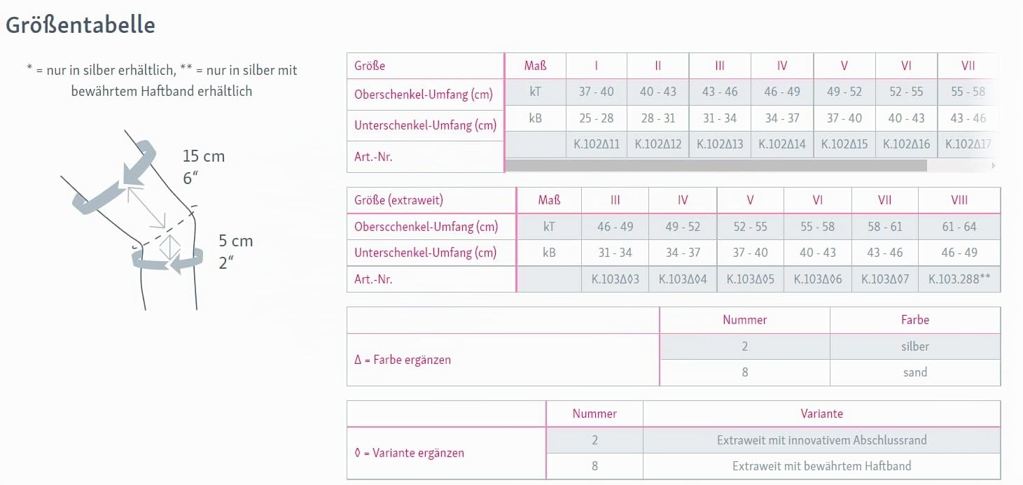 medi - Genumedi pro - Knieorthese mit Patella-Pelotte Extraweit mit Haftband - Silber - Größe IV- Kniebandage zur Knie Gelenk Stabilisierung - Knee Support - Bandage Kniegelenk Stabilisator