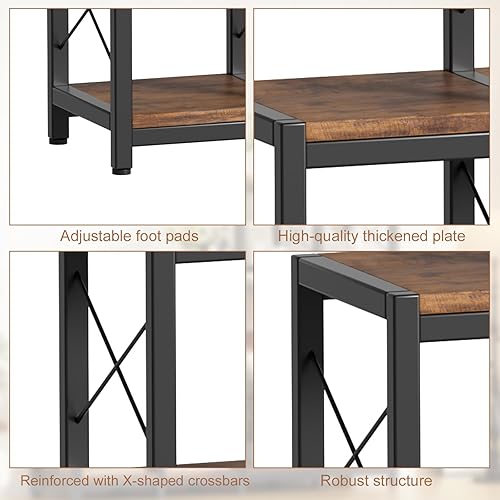 Miniatura 6 de PAKASEPT Estantería de esquina con 14 estantes, estantería de esquina de escalera, estantería industrial vintage, estante rústico de 5 niveles,