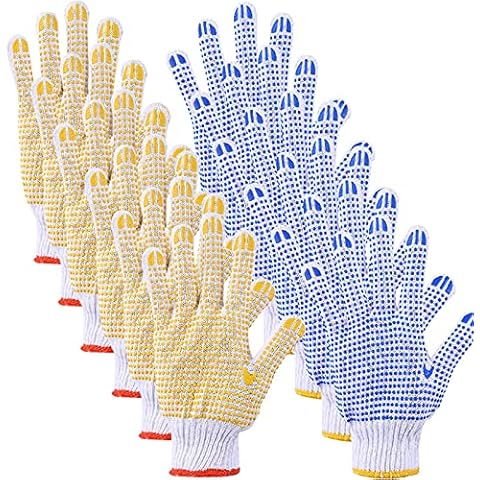 Work safety gloves, PVC point gloves, work gloves, work protection, non-slip gloves, rub, work protection, non-slip rub, garden care, industrial manufacturing maintenance (6 pairs) Cover