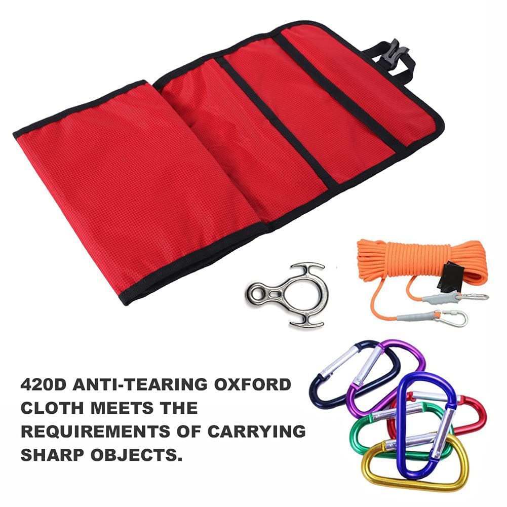Organizador de Equipo de Escalada, Ganchos Plegables para Colgar, Anillo en D, Bolsa de Cuerda, Equipo de Herramientas para Colgar, mosquetón, Bolsa de Almacenamiento para Equipo (Rouge)