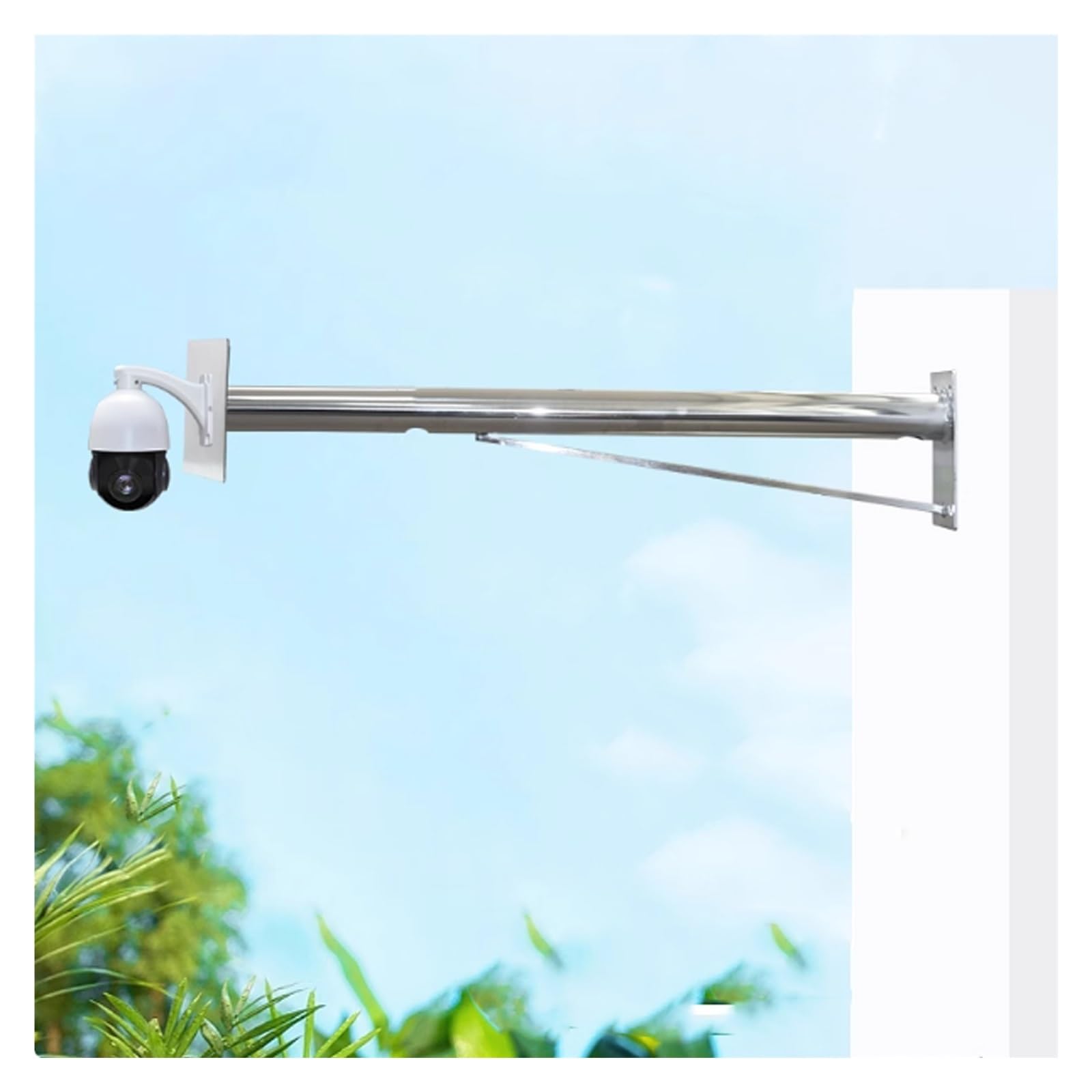 Soporte Universal extralargo para Poste de cámara de 1,6 a 6,6 pies - Soporte de Columna de vigilancia de Acero Inoxidable 201 Resistente a la Intemperie para cámaras de Seguridad montadas e