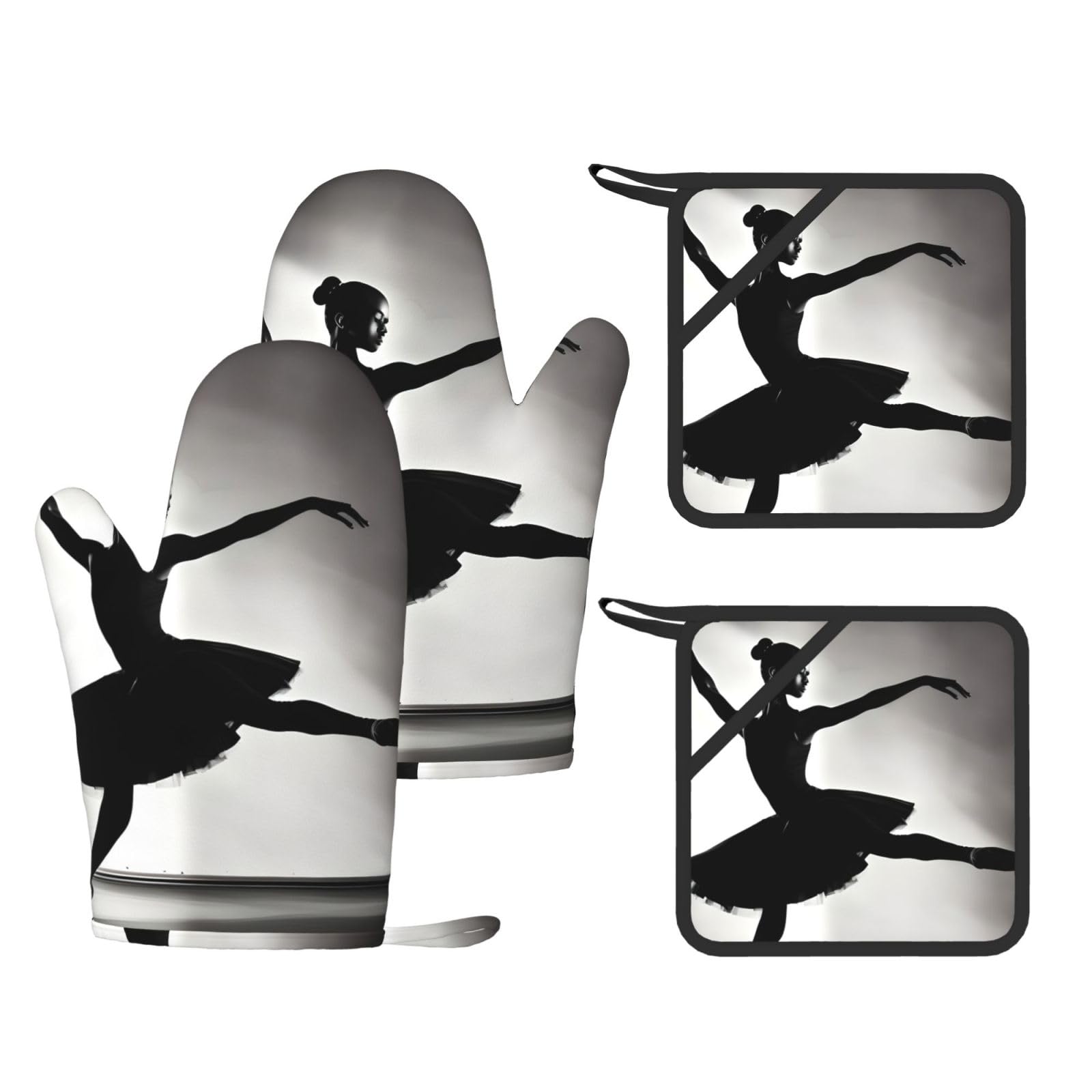 Gants de cuisine en silicone thermorésistants lot de 4 maniques motif ballerine