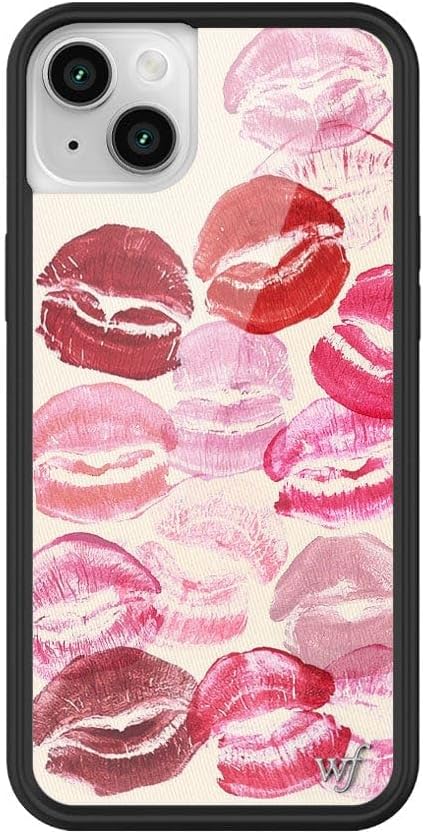 Wildflower Cases - Compatible with Apple iPhone 13/14 | Protective Black Bumper, 4ft Drop Test Certified, Women Owned Small Business | Kensington - Collab Pink Red Kiss Popular Aesthetic Cute Trendy
