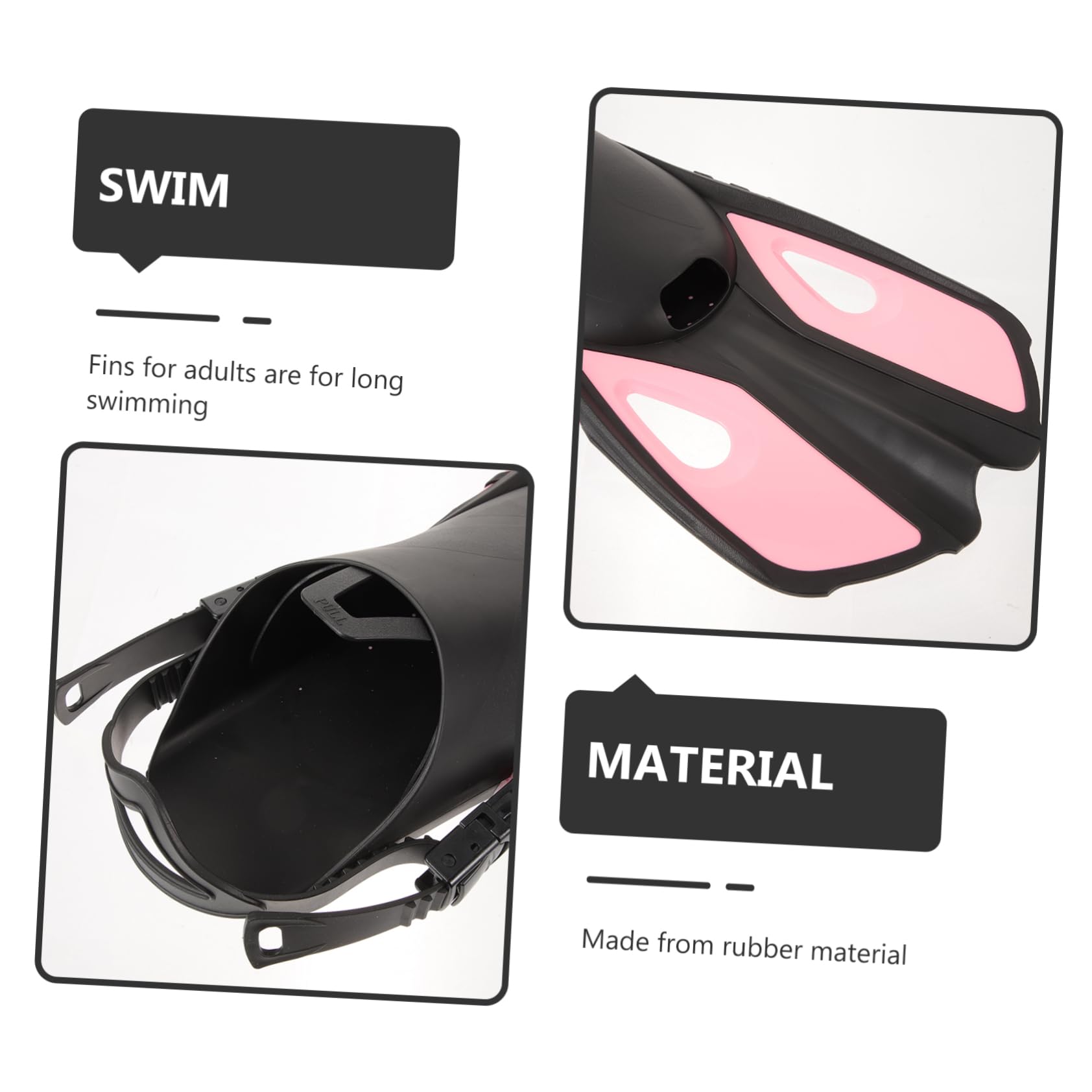 Aletas de Buceo para Adultos en Goma Rosa, Ligeras y Ajustables, Ideales para Entrenamiento y Ejercicios de Natación