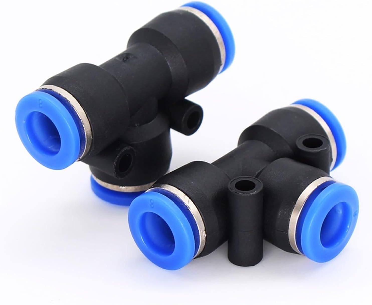 50 raccordi pneumatici in polietilene a 3 vie per tubi da 4 mm, 6 mm, 8 mm, 10 mm, raccordi a bloccaggio rapido per tubo dell'aria in plastica resistente