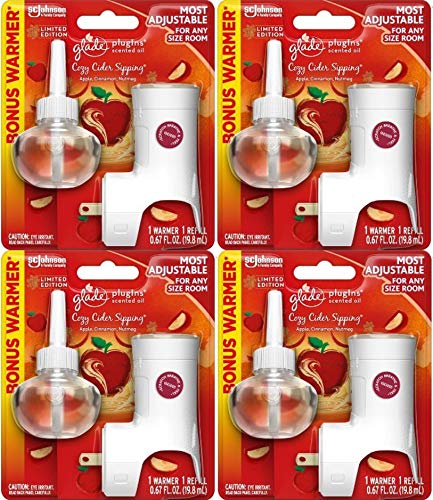 Glade Set of 4 Plugins Cozy Cider Sipping Plugins Starter Pack - Great for Housewarmings, Smelly Rooms, or Just to Spice Up Your Home!