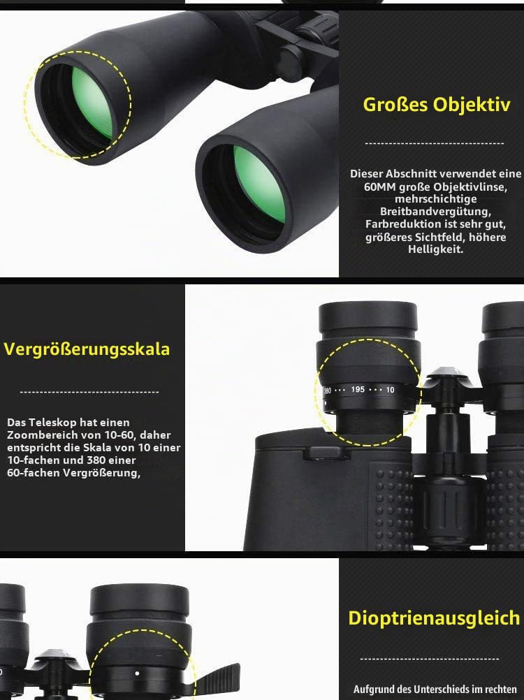10-380X100 Hochvergrößerungs-Fernglas mit langem Zoombereich 1 - 60-fach Jagdfernglas HD Professionelles Zoom