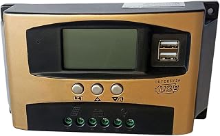 Controlador Solar,Regulador De Carga Para Baterías Solares - Pantalla LCD 12V/24V Inversor Impermeable Para Energía Carga Lenta Detección Cable RV Y Marina
