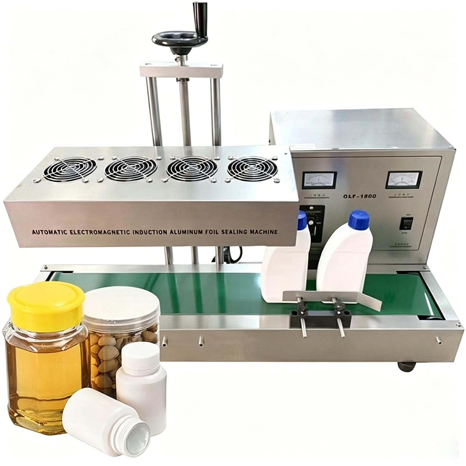 Azcabjie 2200W Continuous Electromagnetic Induction Sealing Machine, Automatic Aluminum Foil Bottle Cap Sealer, Airtight Tamper Seal for Food Plastic Glass Bottles 15-85mm-220V