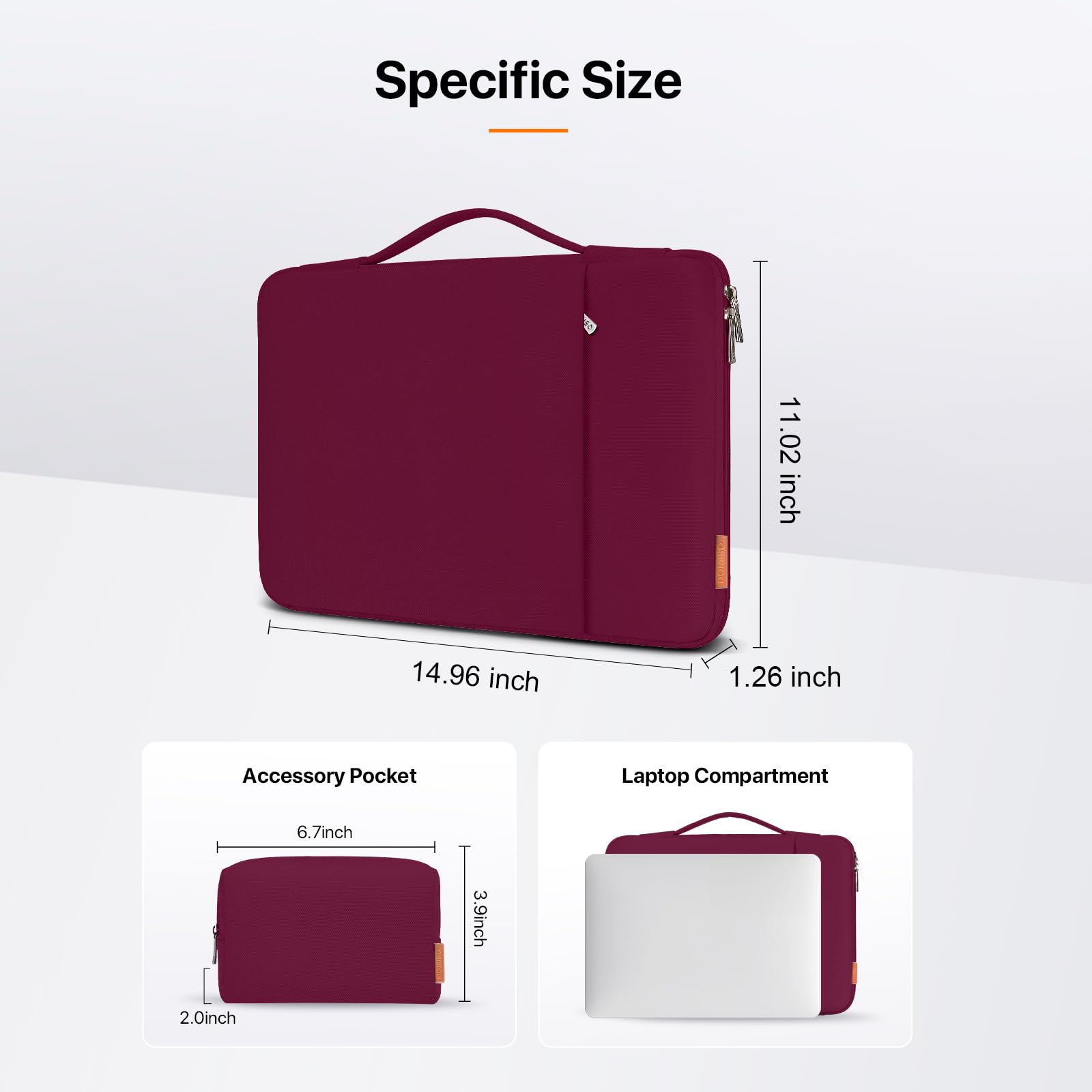 DOMISO Custodia protettiva per computer portatile da 15,6", impermeabile, antiurto, per notebook/IdeaPad ThinkPad/HP Pavilion Envy 15/Dell XPS 15, vino