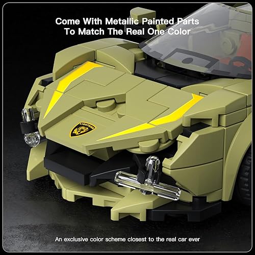 Miniatura 6 de Mould King Speed Champion - Juegos de construcción de autos de carreras con vitrina acrílica Lamborghini Sina Super Car 27003 Kit de construcción