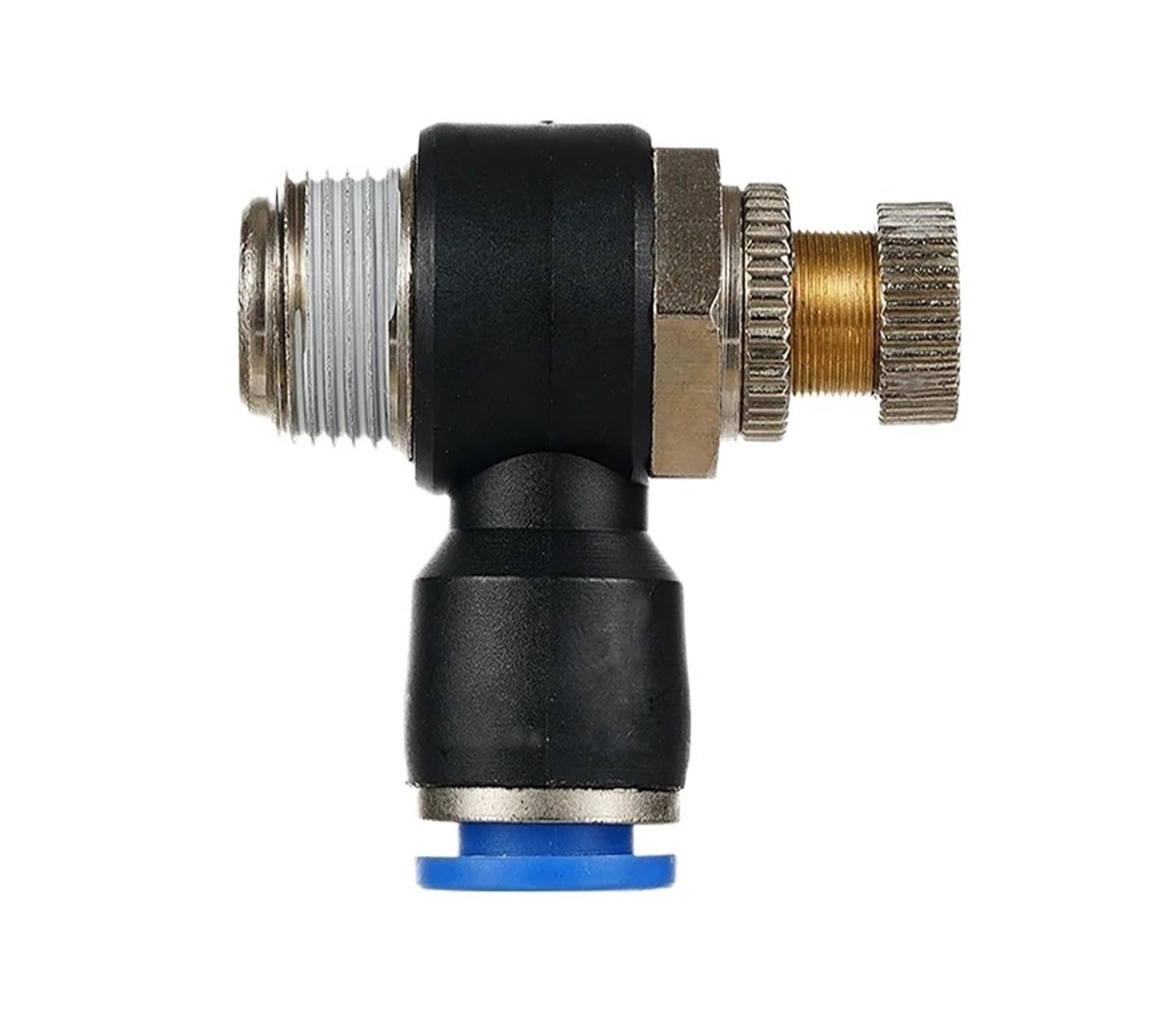 Connecteur pneumatique à connexion rapide coudé avec vis d'étranglement d'air SL