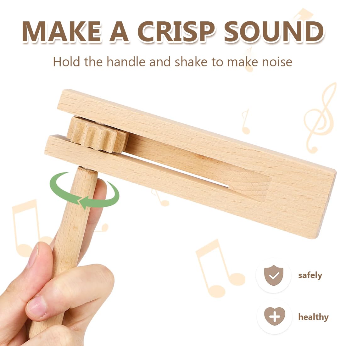 2 Pezzi Strumenti Musicali Bambini, Cricchetto in Legno Raganella Legno, Giocattolo Tradizionale Matraca Raganella, Tamburo Strumento Musicale, per Le Prime Feste di Giochi di Insegnamento