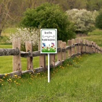 Uptell Yard Signs, Do Not Trim No Podar As Plantas Yard Door Metal Aluminum Sign With Stake Outdoor for House/Front Door and Business 8x12 inches