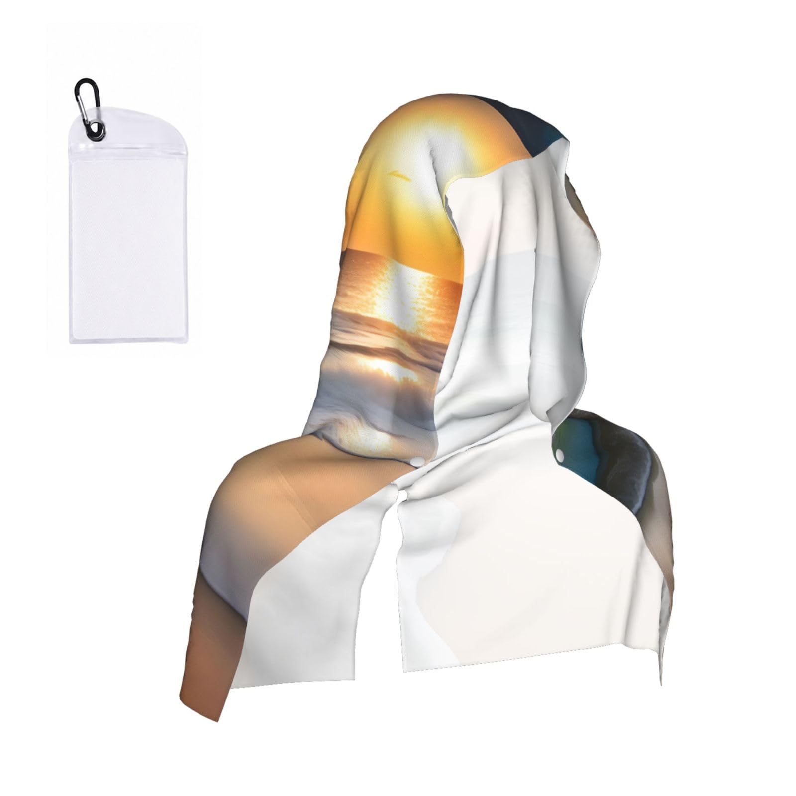 ZQYTGFDC Sunset over the waves Cooling hooded towels are suitable for summer sports, running, outdoor work, and gardening.