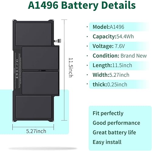 Miniatura 2 de A1405 A1466 - Batería para portátil MacBook Air de 13 pulgadas A1466 (mediados de 2012, mediados de 2013, principios de 2014, principios de 2015,