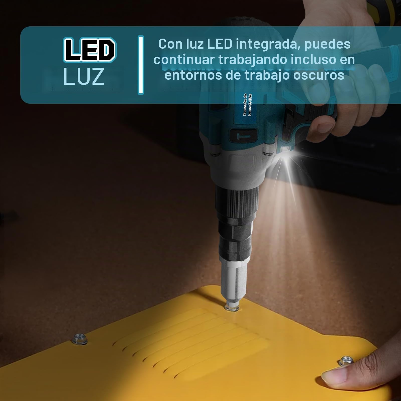 LIROPAU Remachadora a Batería Compatible con Makita 18V | Remachadora Eléctrica Sin Escobillas con luz LED para Remaches Ciegos de 2,4-5,0 mm (Sin Batería)