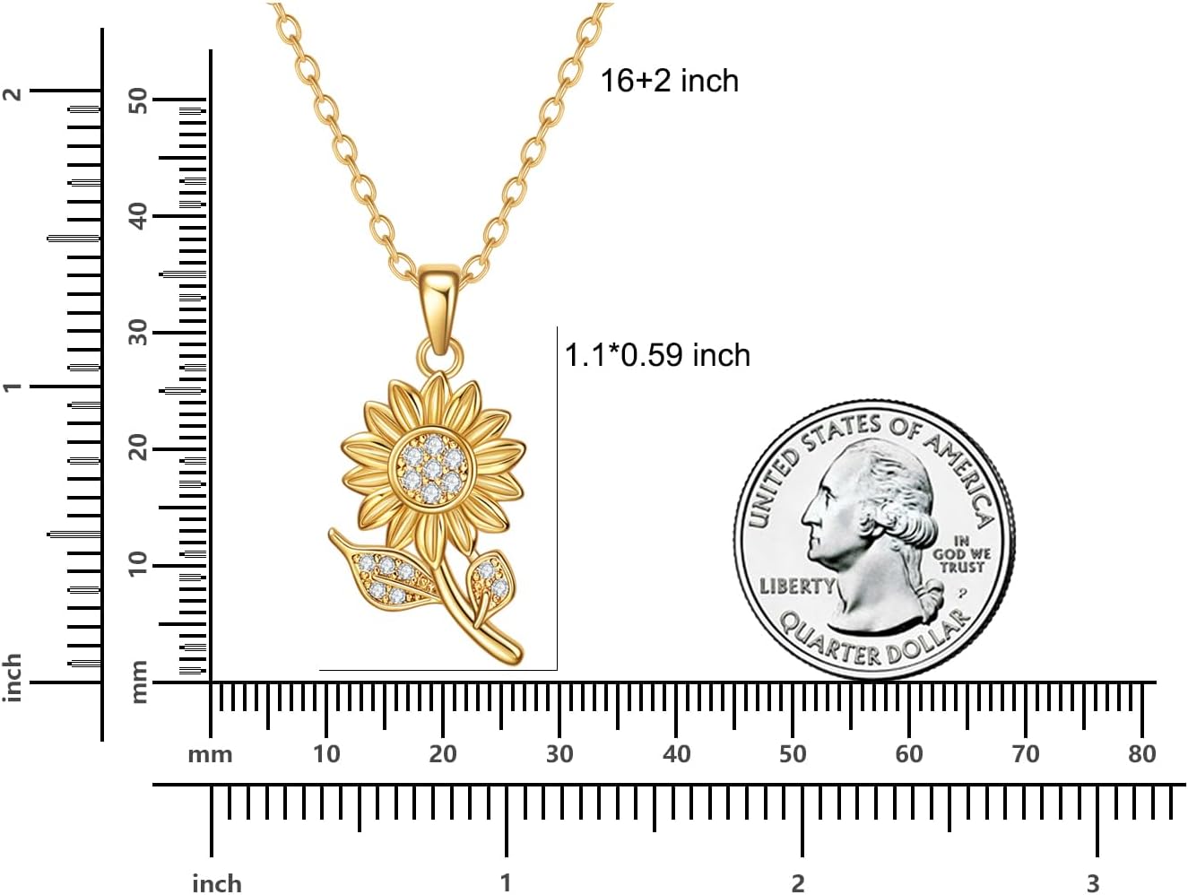 Rnivida Sunburst Necklace for Women,14K Gold Plated Sun Jewelry for Her - Image 3