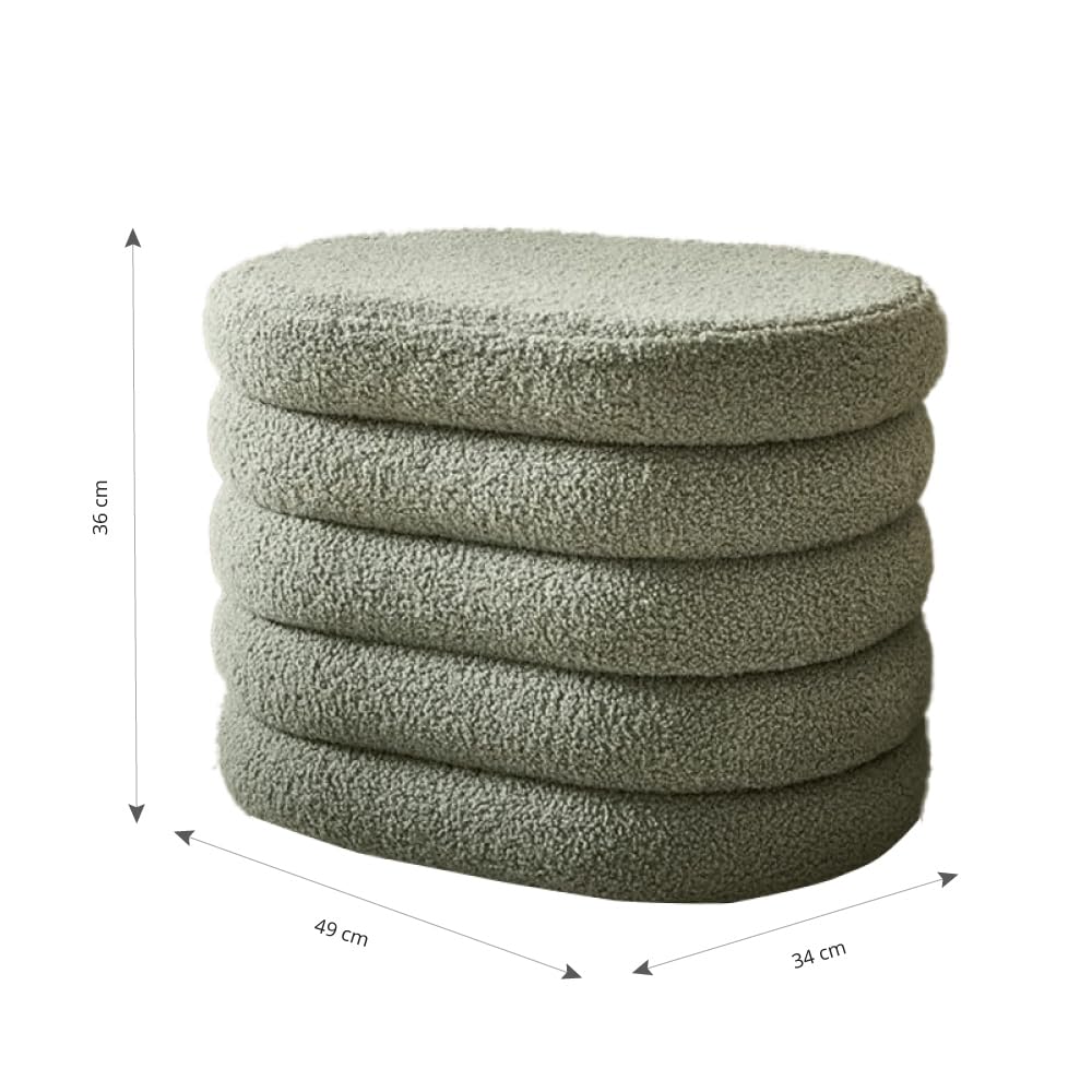 Petite Amélie Sitzhocker mit Stauraum Ted – Olivegrün - Teddy-Stoff - Pouf und Aufbewahrungsort in einem