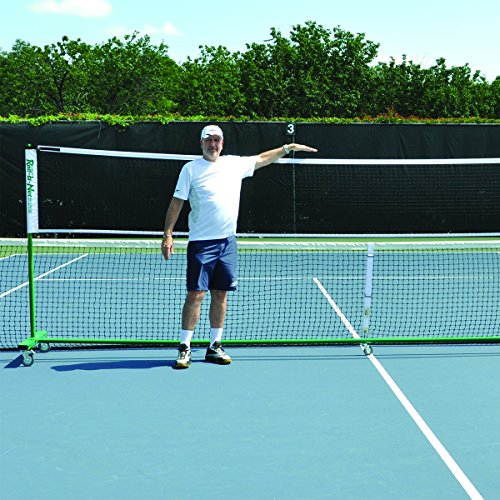 Roll-a-Net - Sturdy, Portable Tennis Net | Easy Set-Up and Quick Storage | for Tennis, Badminton, Indoors and Outdoors | 4-inch Locking Wheels | Nylon Duffel Bag on Wheels Included