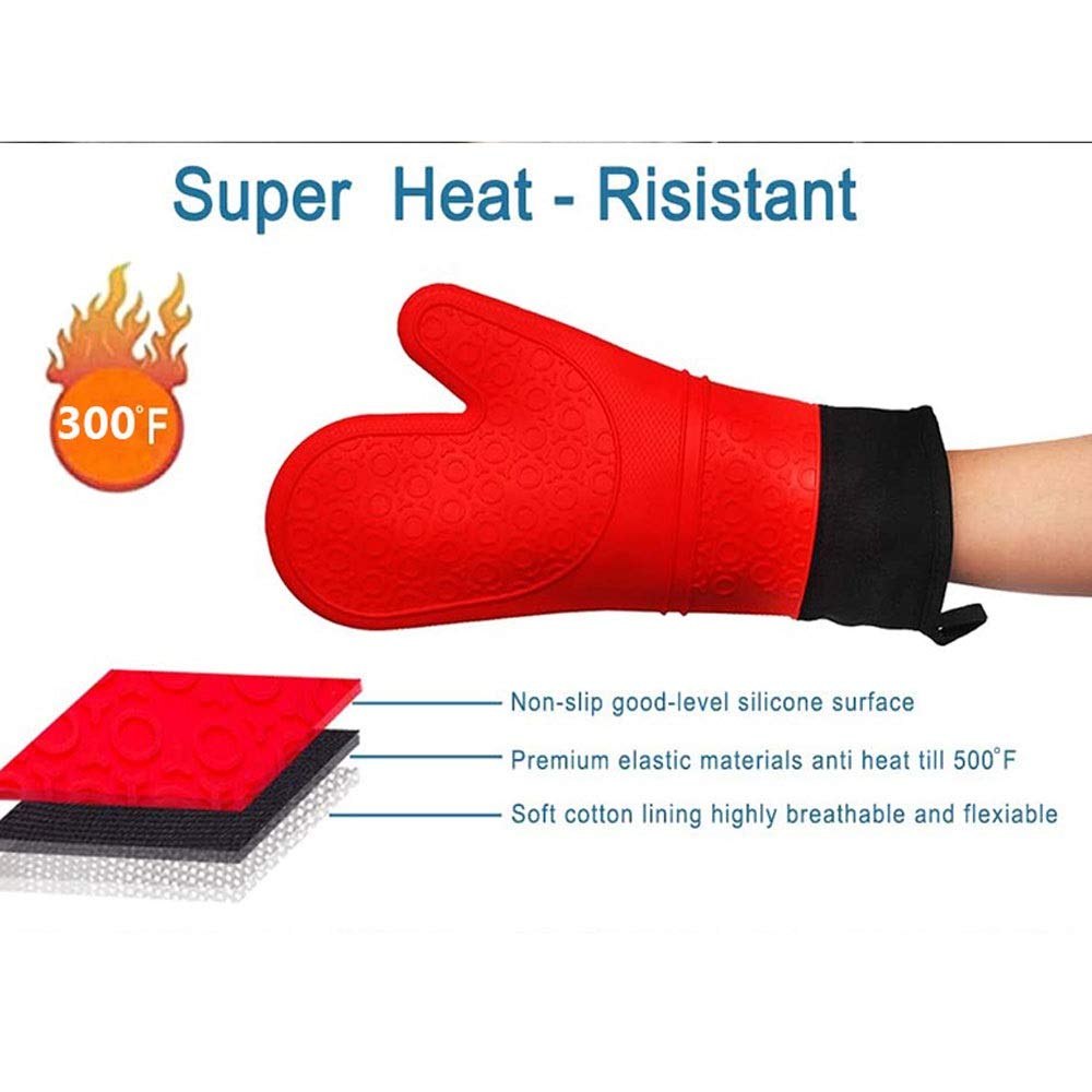 RajoNN Un Paio di Guanti Resistenti al Calore Guanti da Forno in Silicone Guanti da Barbecue Guanti da microonde per Barbecue Guanti Antiscivolo da Forno Guanto da Ispessimento