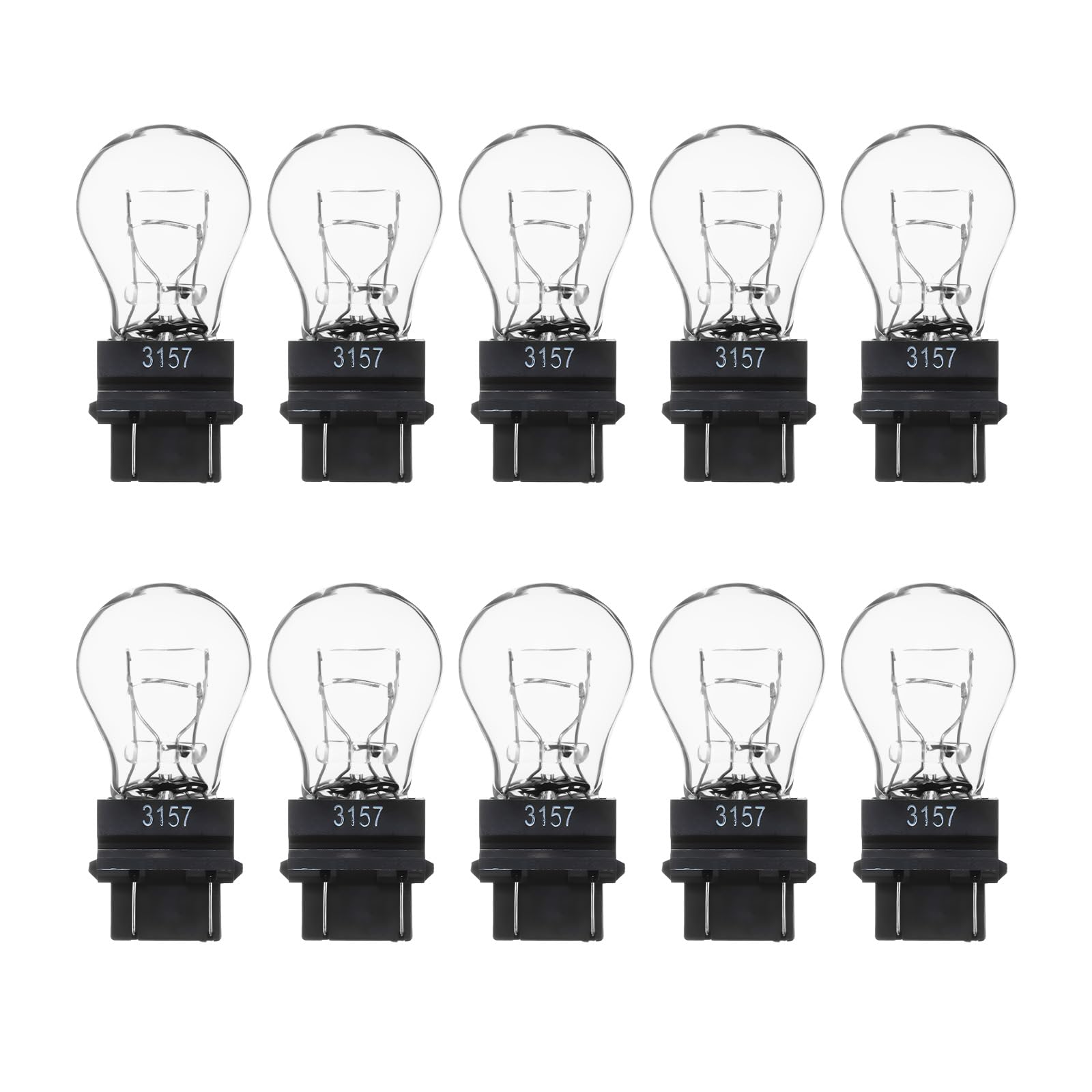 10PCS Car Brake Light Bulb, 3157 12V 21/5W 360 Degrees Super Bright Bulb Plug and Play Turn Signal Lamp, Quartz Glass Double Filament Brake Light Replacement for Most Cars (White)