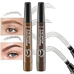 Kaely 2Pcs Light Dark Brown Eyebrow Pencils for Women, 4 Tip Magical Precise Waterproof Brow Pen, Microblading Eyebrow Contouring Pen, lapiz de cejas 3d Eye Brow Gel, 24h Smudge Proof,01+02