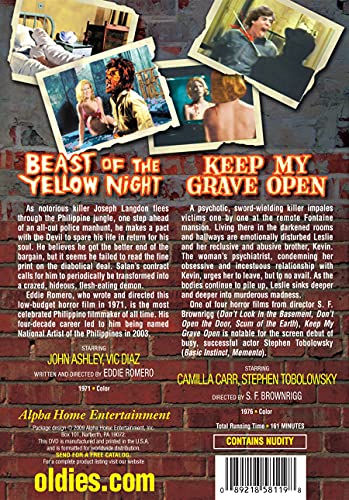 Beast of Yellow Night DVD Grindhouse Double Feature de Terror Serie B Región 1 3