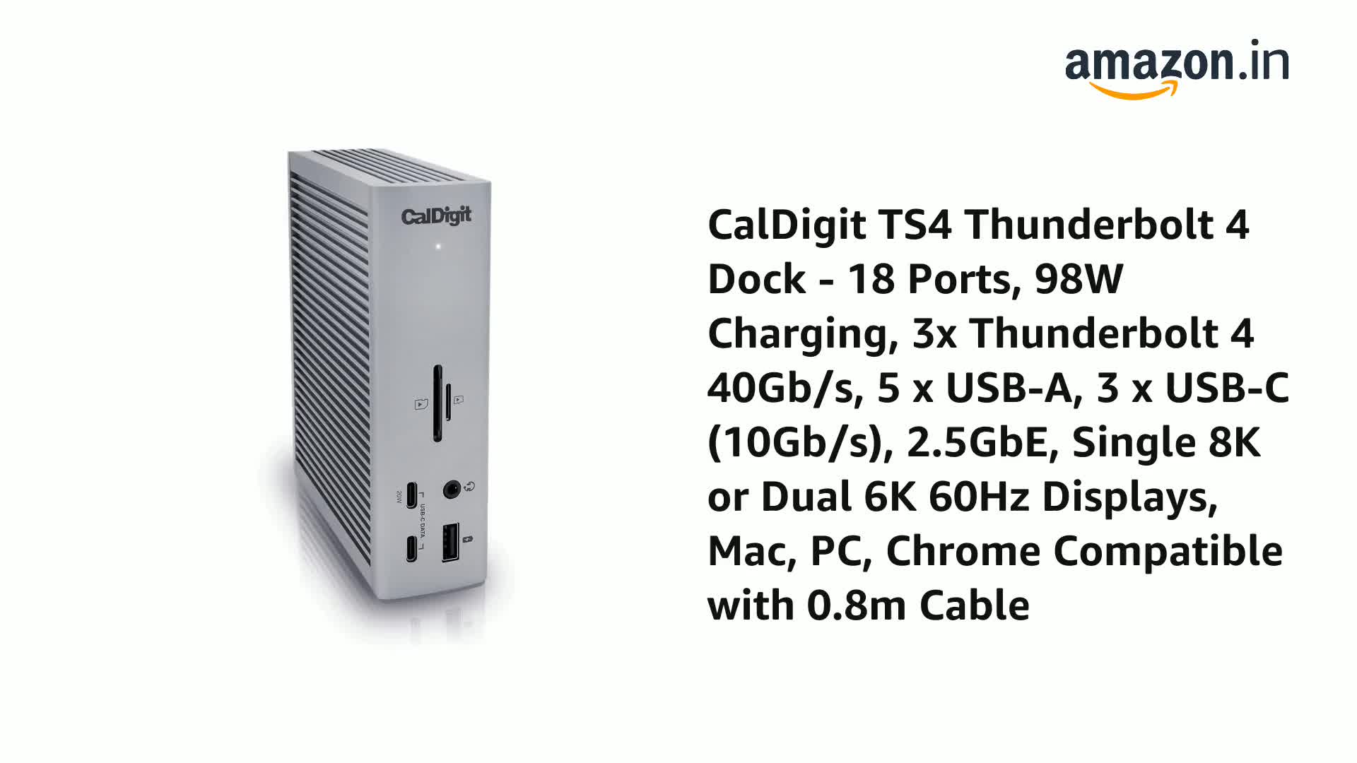 【美品】CalDigit TS4 Thunderbolt 4 CalDigit TS4 Thunderbolt 4 Dock - 18 Ports, 98W Charging, 3x