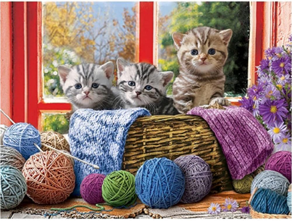 FanZheZhe 11Ct Cross Stitch Kits，Count Counted Stamped Pre Printed Cross Stitch Embroidery Kits for Adults Beginners Starter Advanced Easy Crossstitch Cute Cat 11Ct50X70Cm