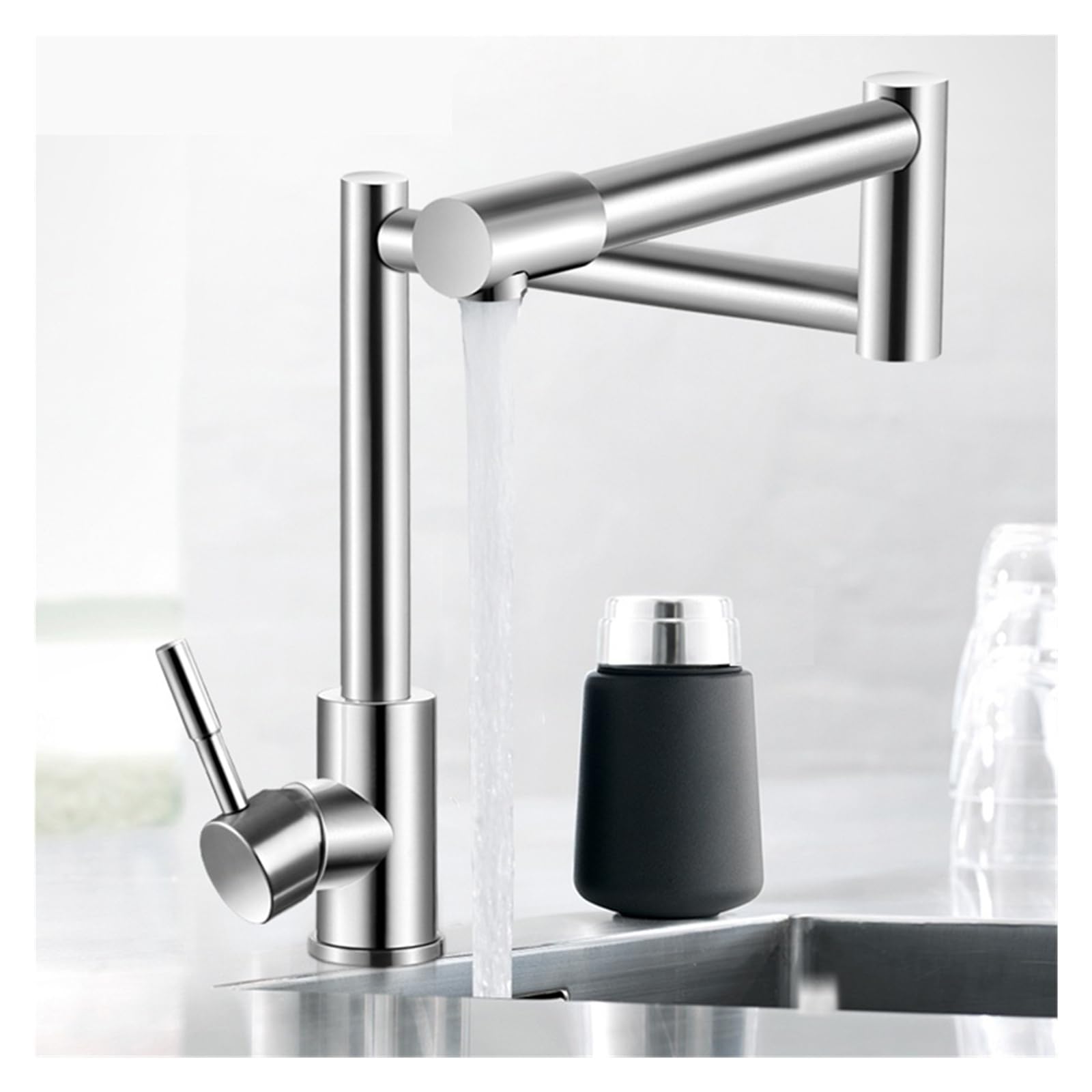 Grifos mezcladores para Fregadero Grifo de Cocina Plegable Acero Inoxidable 304 Mezclador Monomando Giratorio 360 Grados Lavabo renovación DIY