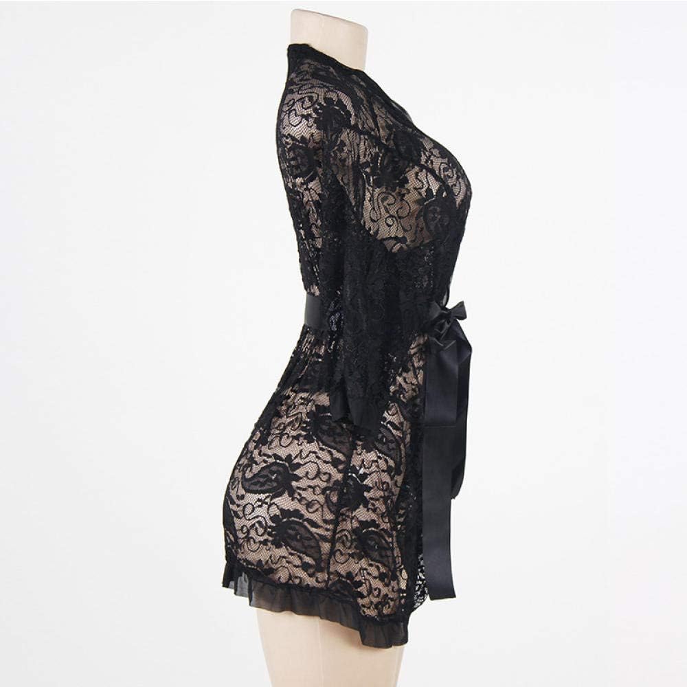 Women’s Erotic Lingerie Setseuropean and American Sexy Lingerie Black Lace Strappy Robe Sexy XL Fat Mm Pajamas