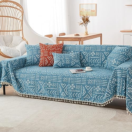 Funda de felpilla multiusos para sofá de 1 a 4 plazas, manta protectora para sofás en forma de L, manta apta para mascotas para gatos y perros (180 x 230 cm, azul)