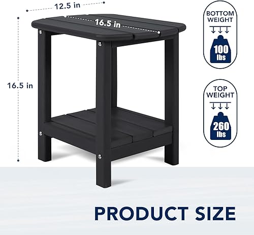 Miniatura 51 de nalone Adirondack - Mesa auxiliar para exteriores de 16.5 pulgadas, mesa auxiliar de plástico HDPE doble Adirondack para patio (madera)