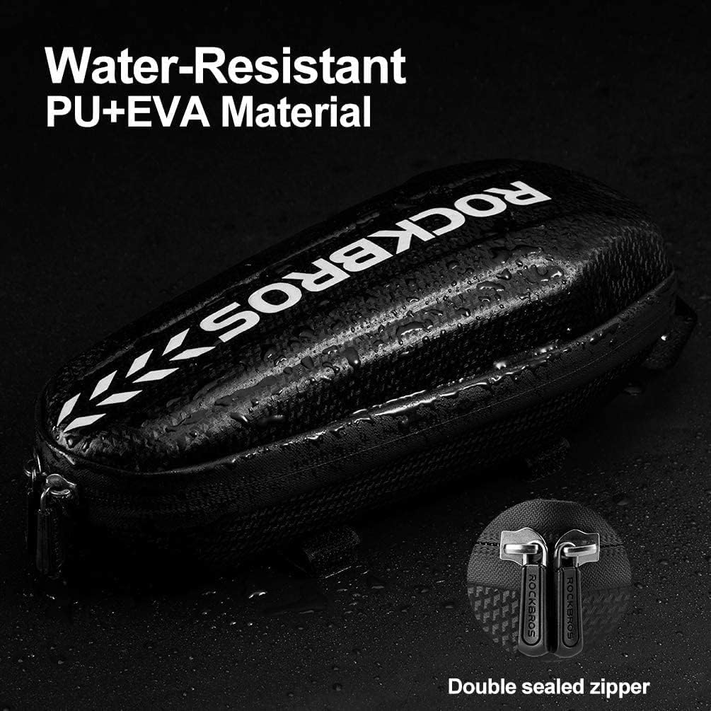 ROCKBROS Top Tube Bike Bag - EVA Bicycle Pouch Storage Pack, Water Resistant Phone Bag Below 6.2"/6.5" for Mountain & Road Bike