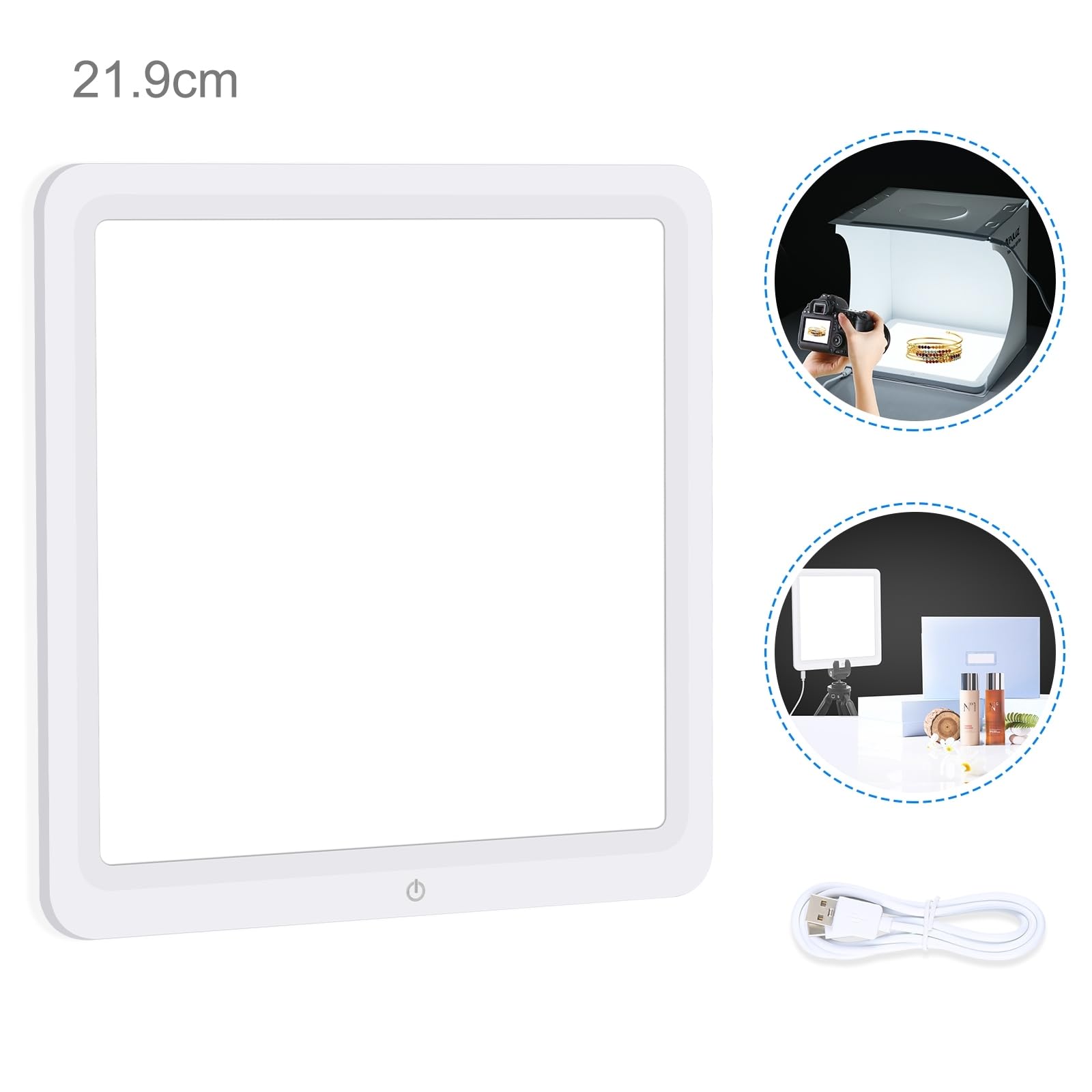 PULUZ Photo Studio LED Panneau Lumineux sans Ombre 8 "X 8" / 20 x 20 cm Photographie Softbox Lumière inférieure avec câble d'alimentation USB pour Les Bijoux Alimentaires Tir