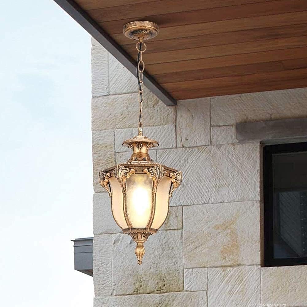 Ip54 Waterproof Adjustable Chain Chandelier Creative Villa Courtyard Exterior Ceiling Lights Corridor Aisle Balcony Outdoor Pendant Lamp Die-Cast Aluminum and Glass Suspension Lantern