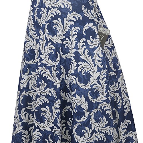 Image of oxiuly Women Casual Dress Round Neck Soft Cotton Floral A-Line Midi Summer Dresses with Pockets OX262