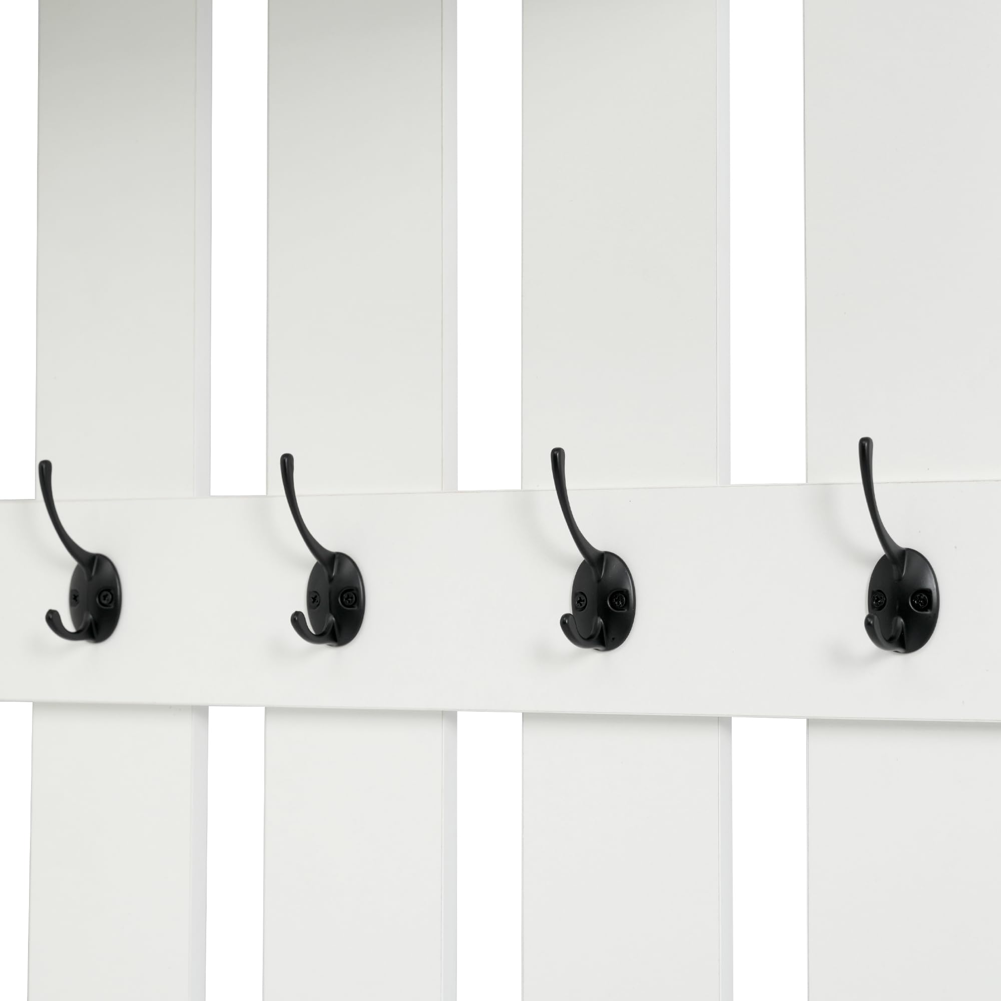 REXO Set da guardaroba, con appendiabiti a parete; Set da guardaroba con scarpiera e scarpiera, 4 ganci, 6 ante, 2 cassetti, mobili da ingresso bianchi (L110×A180×P37cm)